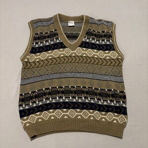 Sweaters Vest Fair Isle Aztec Size XL Multicolor Casual Fall Preppy Academia